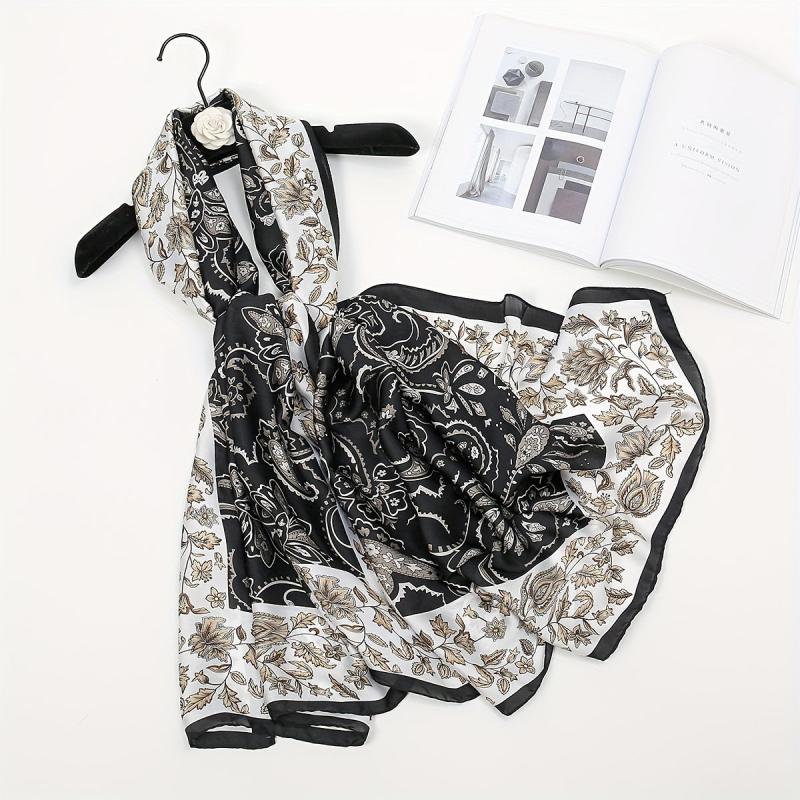 Paisley Print Satin Scarf Large Shawl Bandana Head Wrap