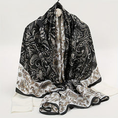Paisley Print Satin Scarf Large Shawl Bandana Head Wrap