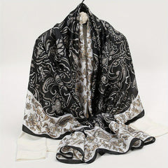 Paisley Print Satin Scarf Large Shawl Bandana Head Wrap