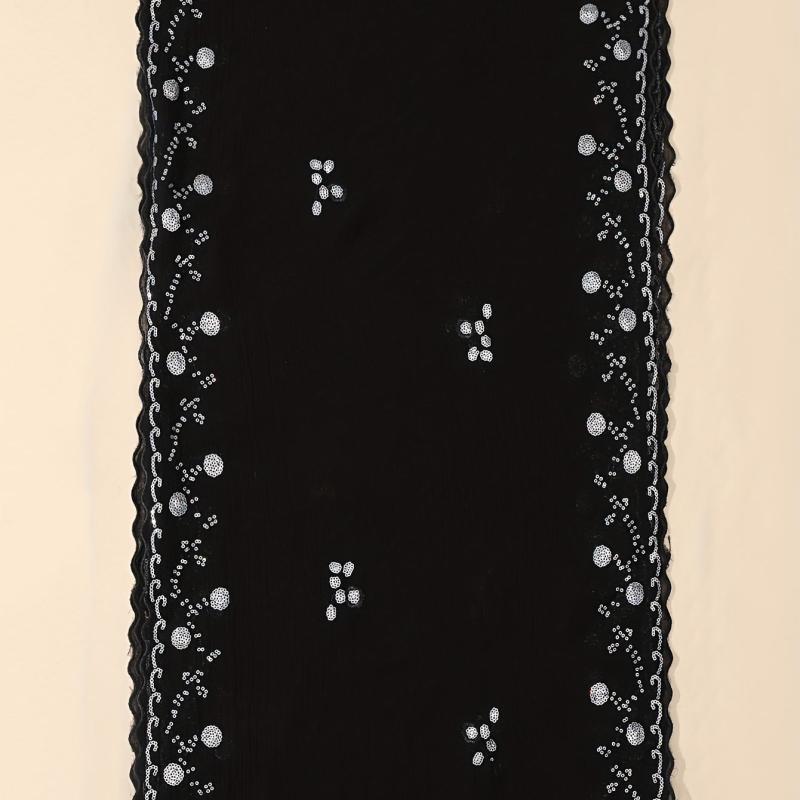 Sequin Chiffon Shawl Vintage Thin Long Wrap Sunscreen Cap