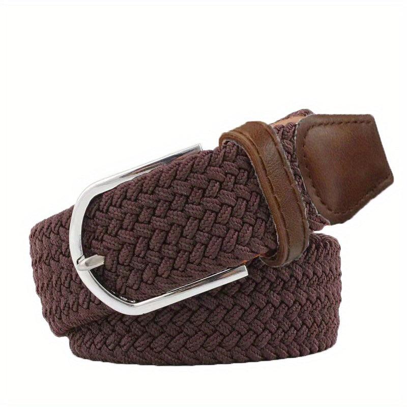 Men's Elastic Braided Belt Pin Buckle Stretch Belt Canvas Waistband