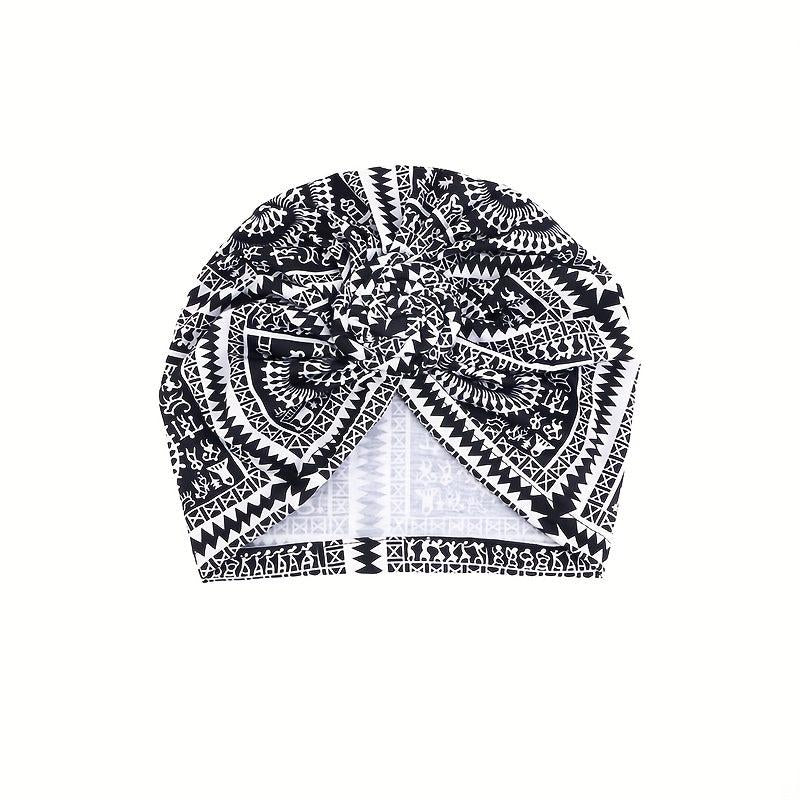 Geometric Print Turban Cap Head Wrap for Women