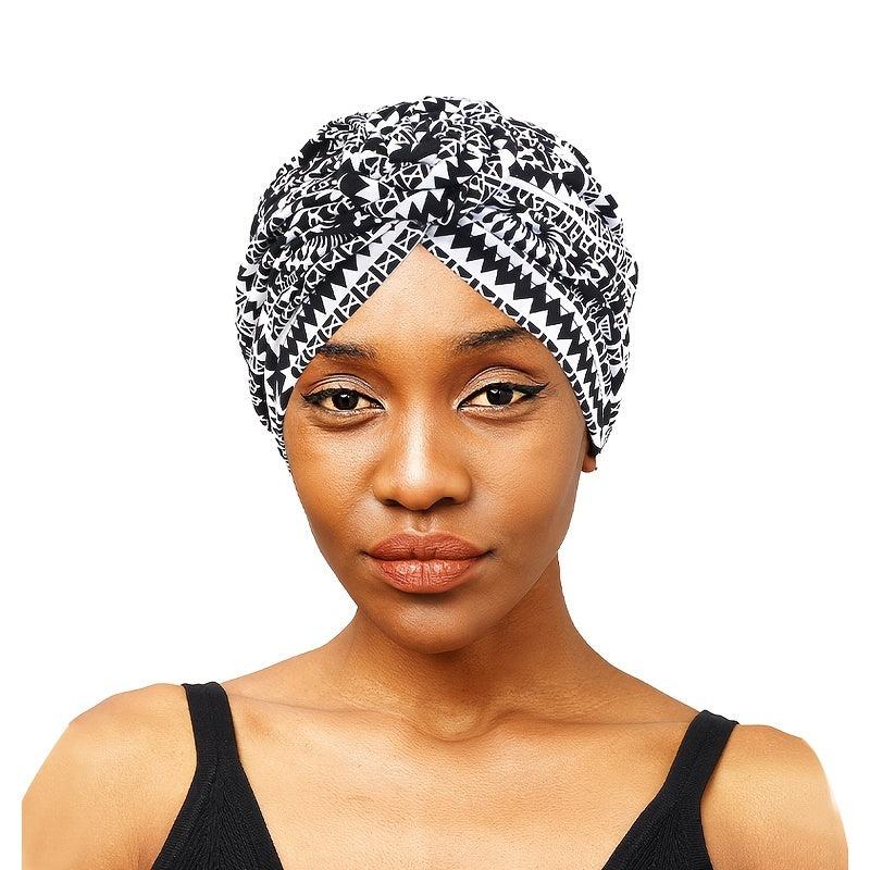 Geometric Print Turban Cap Head Wrap for Women