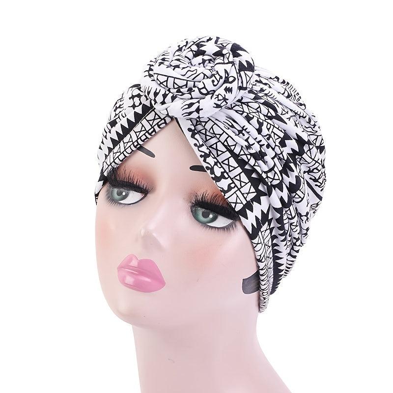 Geometric Print Turban Cap Head Wrap for Women