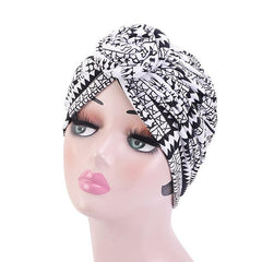 Geometric Print Turban Cap Head Wrap for Women