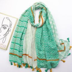 Tassel Scarf Spring & Summer Shawl Casual Windproof Head Wrap