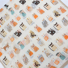 Kitty Printed Scarf Frayed Edge Cartoon Pattern Shawl