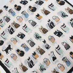 Kitty Printed Scarf Frayed Edge Cartoon Pattern Shawl
