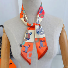 Horse Graphic Long Hair Ribbon Skinny Scarf Headband Sash Belt