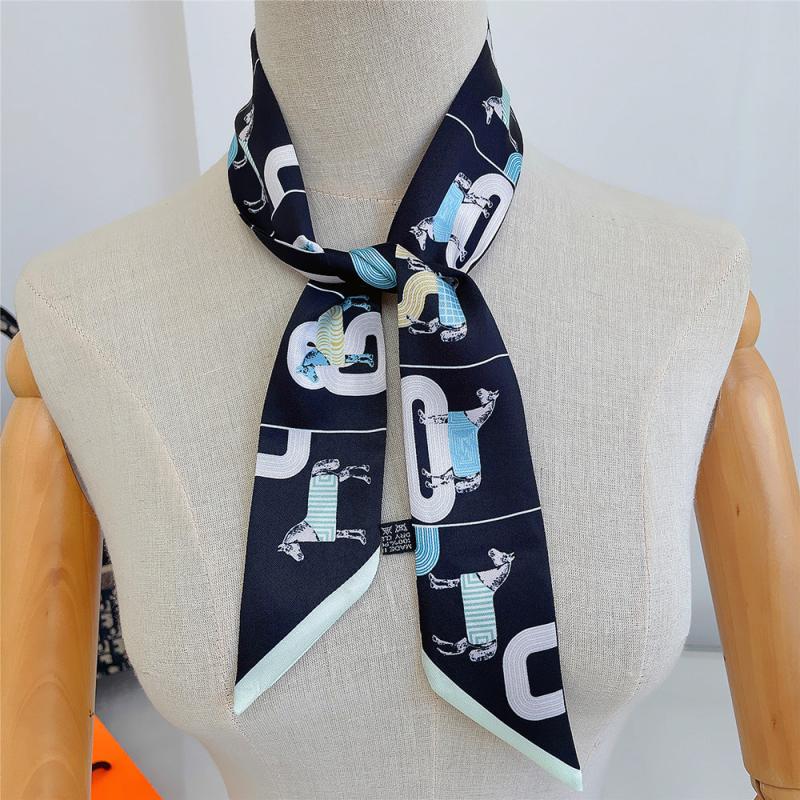 Horse Graphic Long Hair Ribbon Skinny Scarf Headband Sash Belt