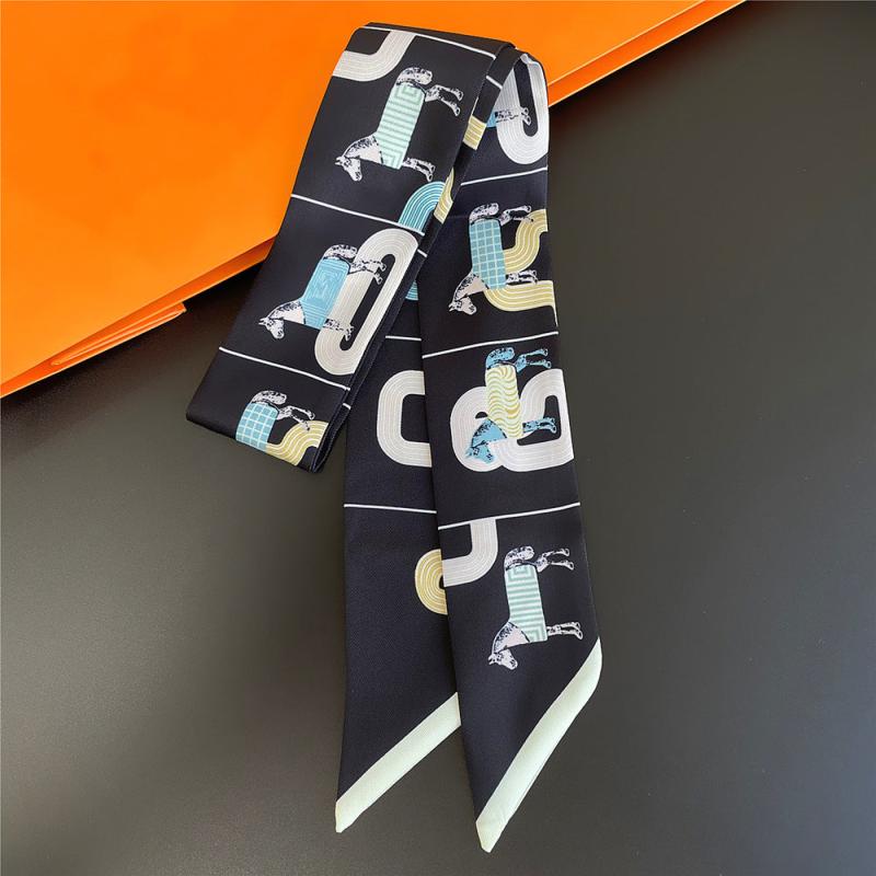Horse Graphic Long Hair Ribbon Skinny Scarf Headband Sash Belt