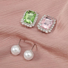 3pc Rhinestone Pin Brooch Scarf Decorative Fixed Buckle Women