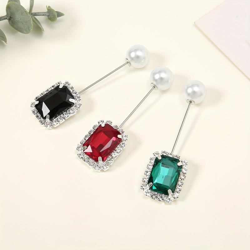 3pc Rhinestone Pin Brooch Scarf Decorative Fixed Buckle Women