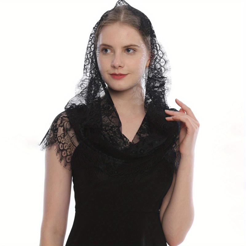 Lace Printed Scarf Veil Mantilla Veil Headscarf Solid Fringed Bridal Veil