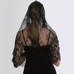 Lace Printed Scarf Veil Mantilla Veil Headscarf Solid Fringed Bridal Veil