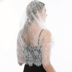 Lace Printed Scarf Veil Mantilla Veil Headscarf Solid Fringed Bridal Veil