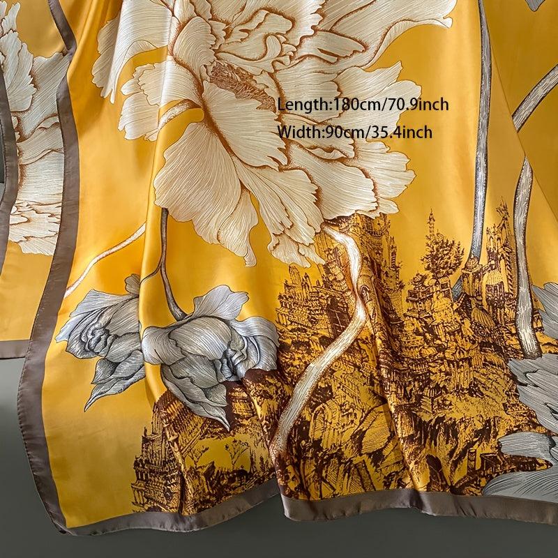 Castle & Lotus Satin Large Shawl Women Sunscreen Silk Scarf