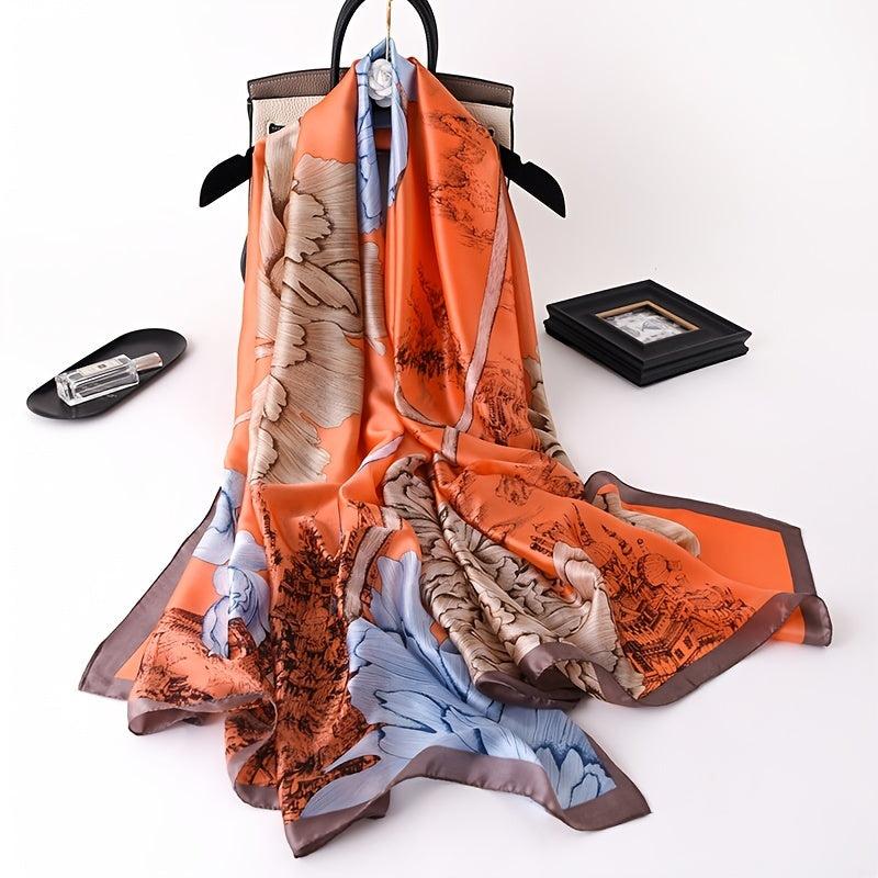 Castle & Lotus Satin Large Shawl Women Sunscreen Silk Scarf