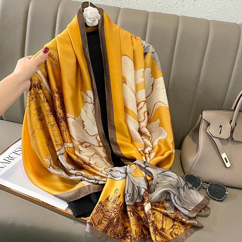 Castle & Lotus Satin Large Shawl Women Sunscreen Silk Scarf
