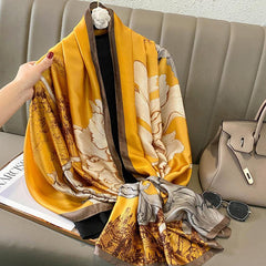 Castle & Lotus Satin Large Shawl Women Sunscreen Silk Scarf