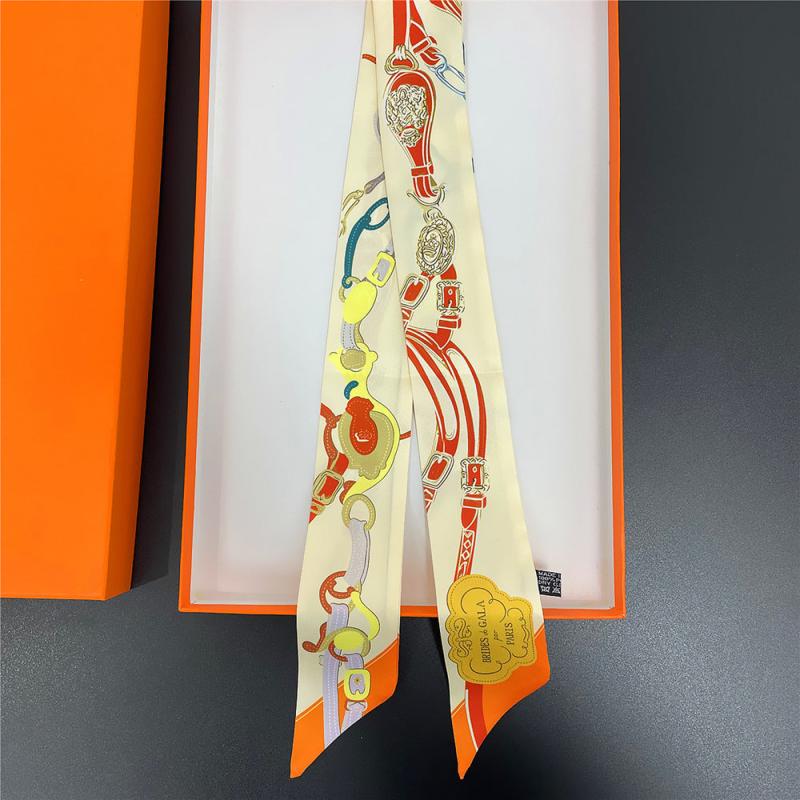 French Style Skinny Scarf Chain Print Ribbon Neckerchief Twilly Scarf