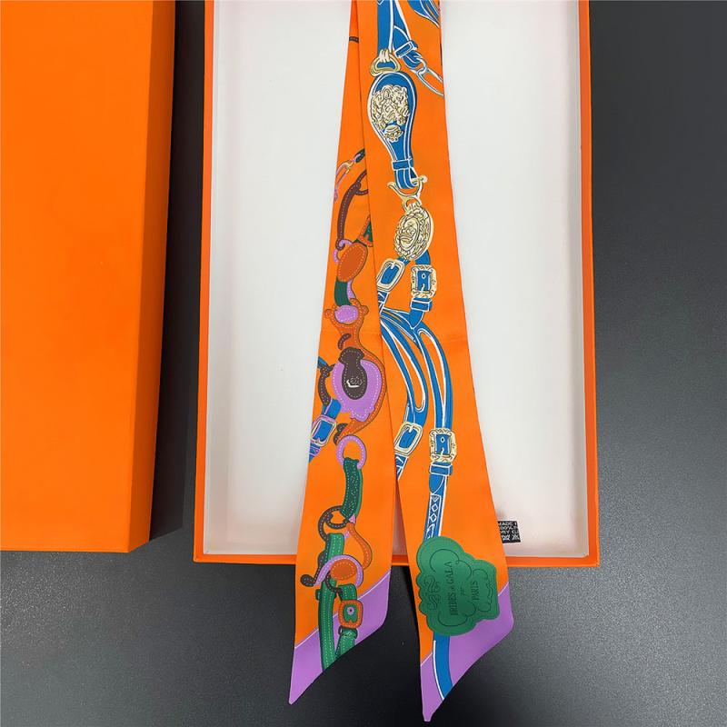 French Style Skinny Scarf Chain Print Ribbon Neckerchief Twilly Scarf