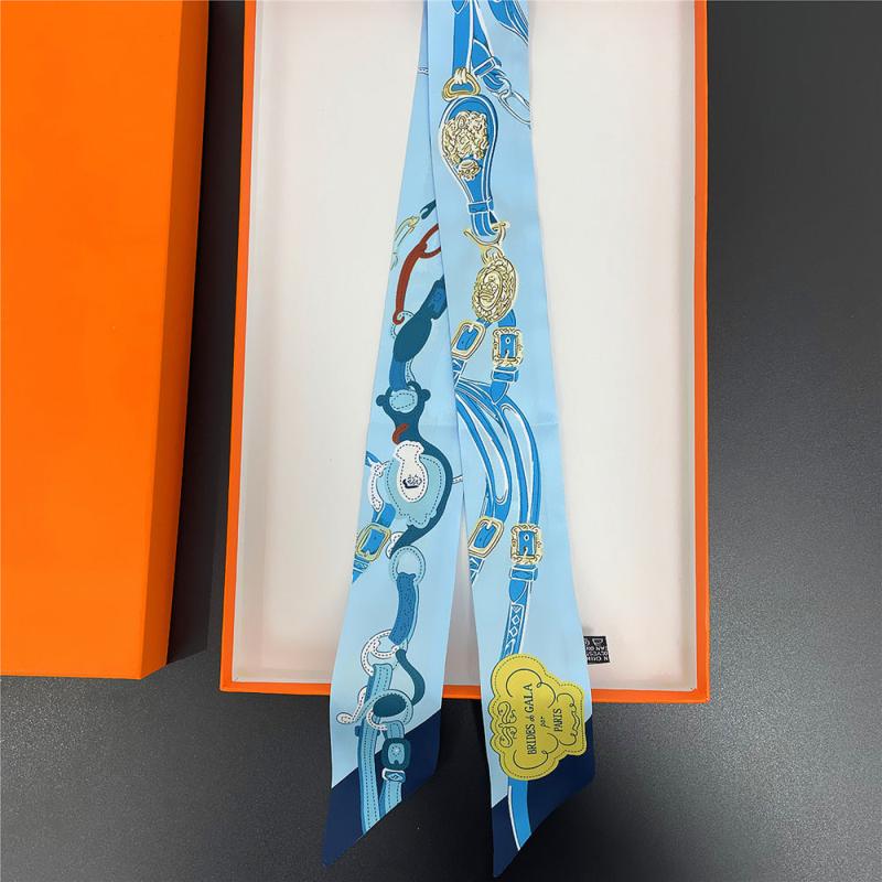 French Style Skinny Scarf Chain Print Ribbon Neckerchief Twilly Scarf