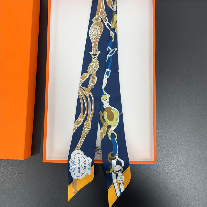 French Style Skinny Scarf Chain Print Ribbon Neckerchief Twilly Scarf