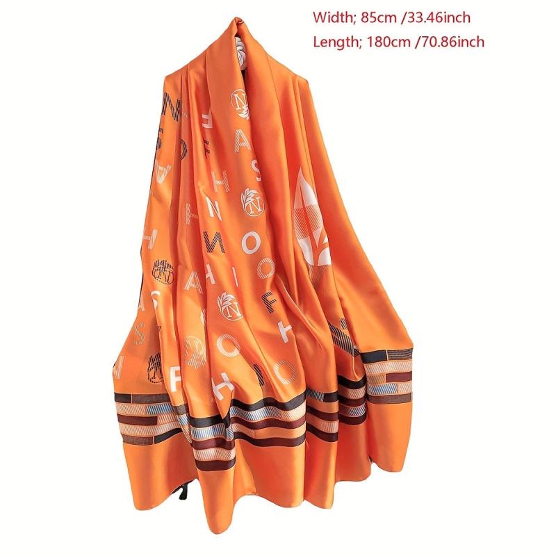 Letter Print Scarf Long Shawl Women Outdoor Windproof Head Wrap