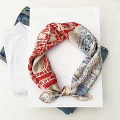 Horse Print Silk Scarf Neckband Women Head Scarves
