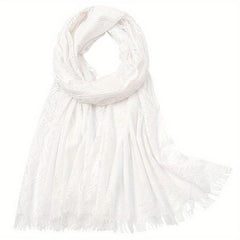 Large Jacquard Flower Lace Shawl - Elegant Hollow Cape for Party or Wedding