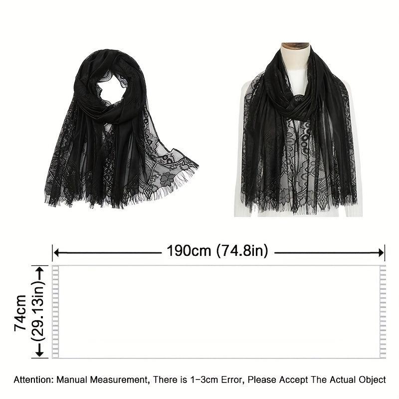 Large Jacquard Flower Lace Shawl - Elegant Hollow Cape for Party or Wedding