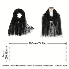 Large Jacquard Flower Lace Shawl - Elegant Hollow Cape for Party or Wedding