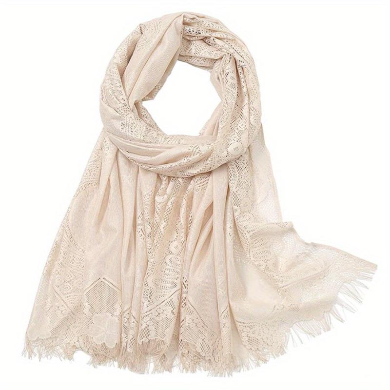 Large Jacquard Flower Lace Shawl - Elegant Hollow Cape for Party or Wedding