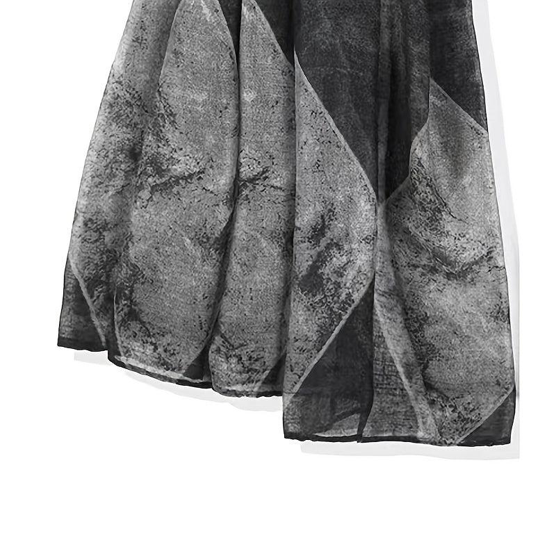 Geometric Floral Print Scarf Lightweight Shawl Wrap Soft Neck Scarf