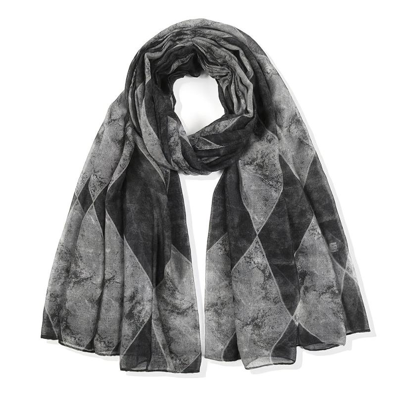 Geometric Floral Print Scarf Lightweight Shawl Wrap Soft Neck Scarf
