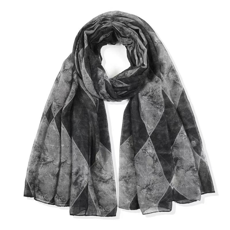 Geometric Floral Print Scarf Lightweight Shawl Wrap Soft Neck Scarf