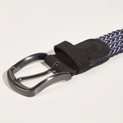 Men's Casual Woven Leather Belt - Elastic Canvas Youth Belt