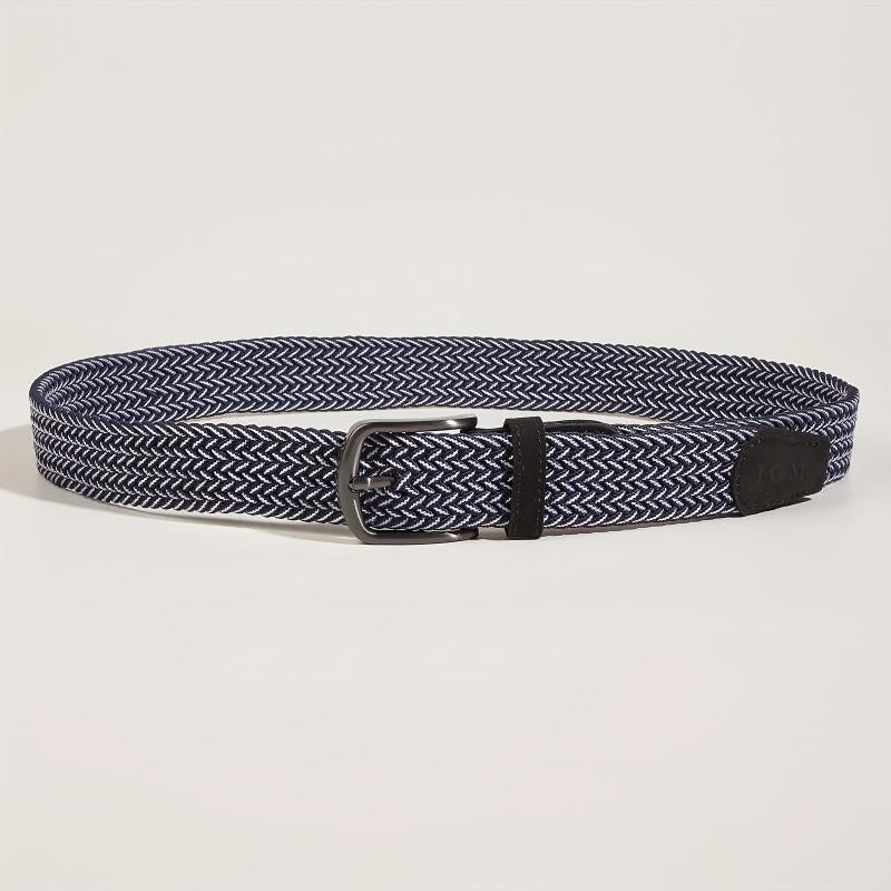 Men's Casual Woven Leather Belt - Elastic Canvas Youth Belt