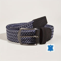 Men's Casual Woven Leather Belt - Elastic Canvas Youth Belt