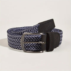 Men's Casual Woven Leather Belt - Elastic Canvas Youth Belt