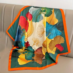 Ginkgo Leaf Flower Bandana Silk Scarf Casual Shawl Wrap Head Wrap