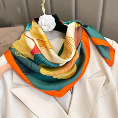 Ginkgo Leaf Flower Bandana Silk Scarf Casual Shawl Wrap Head Wrap