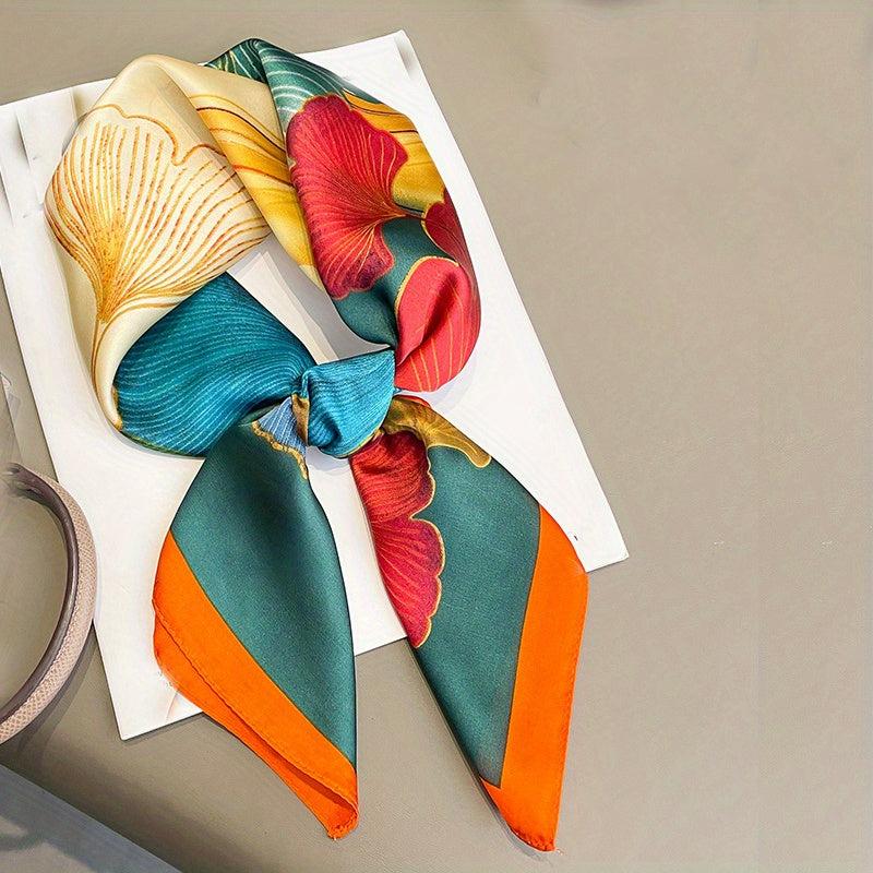 Ginkgo Leaf Flower Bandana Silk Scarf Casual Shawl Wrap Head Wrap