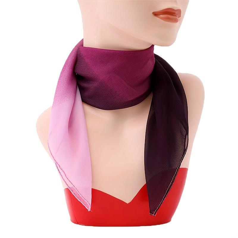 Rainbow Gradient Chiffon Scarf Square Scarf Bandana For Women