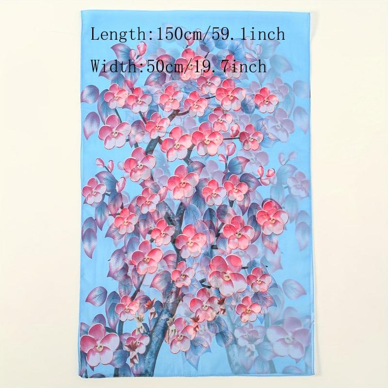 Breathable Chiffon Scarf Soft Print Sunscreen Shawl Long Silky Wrap