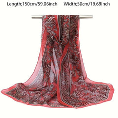 Vintage Paisley Print Chiffon Scarf Thin Summer Shawl Silk Head Wrap