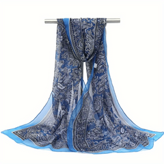 Vintage Paisley Print Chiffon Scarf Thin Summer Shawl Silk Head Wrap