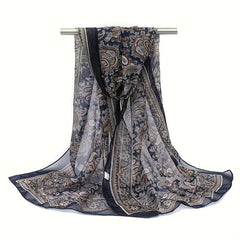 Vintage Paisley Print Chiffon Scarf Thin Summer Shawl Silk Head Wrap