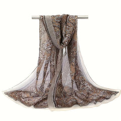 Vintage Paisley Print Chiffon Scarf Thin Summer Shawl Silk Head Wrap